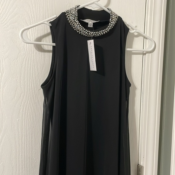 NWT Annalee + Hope Made in New York Black Midi Dress Beaded Neckline Size XS - Picture 5 of 10